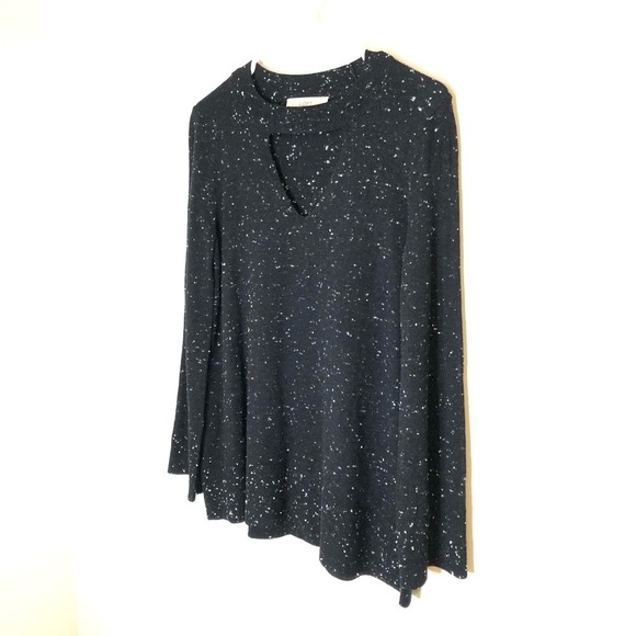 2/$30 - Loft - Black Speckled Cutout Sweater | Long Sleeve Casual Knit Top - Picture 3 of 9